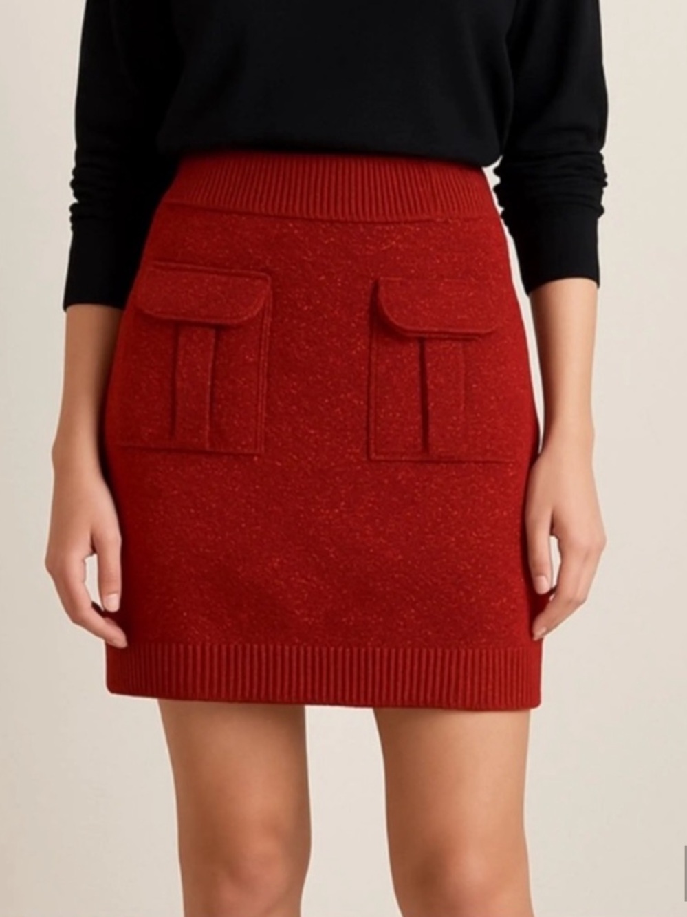 ANTHROPOLOGIE MOTH Cotton & Wool Blend Pocket Pencil Skirt